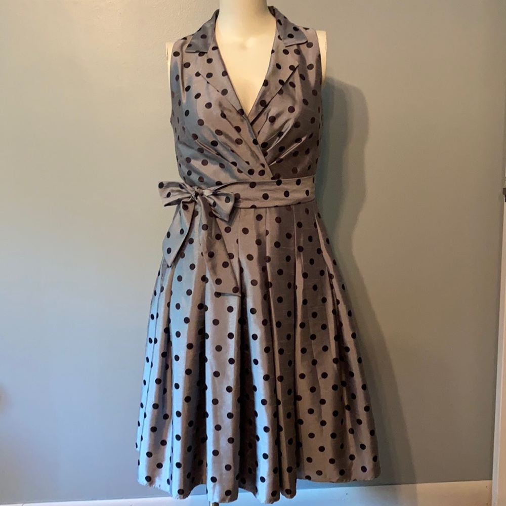 Dress Barn silver w/ black polka dot dress
